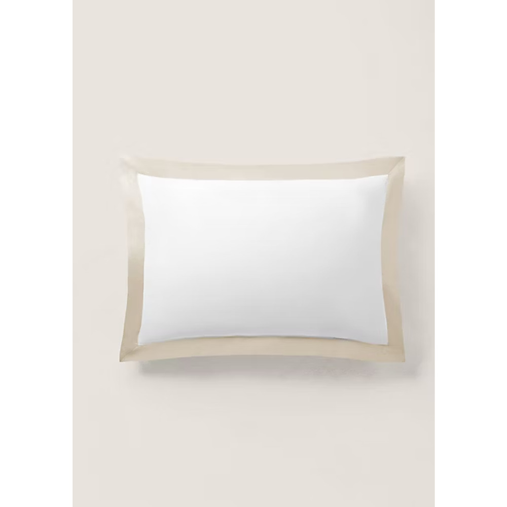 RALPH LAUREN‎ Organic Cotton Sateen Border Euro Sham White/Coastal Sand $185